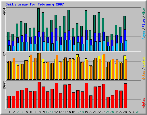 Daily usage for February 2007