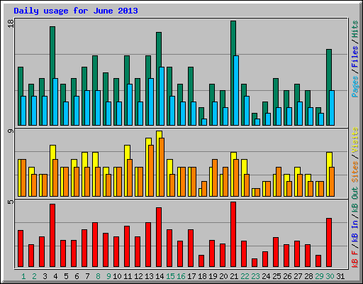 Daily usage for June 2013